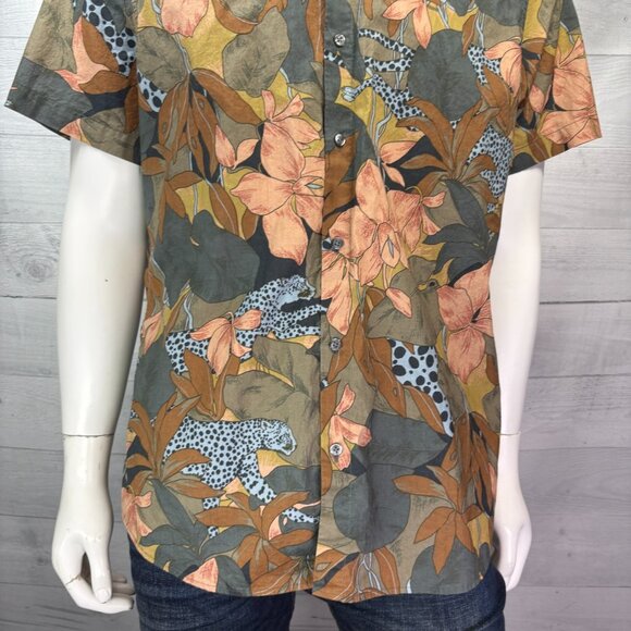 Bonobos XL Slim Fit Riviera Floral Stretch Cotton Poplin Short Sleeve Button-Up - Picture 5 of 14